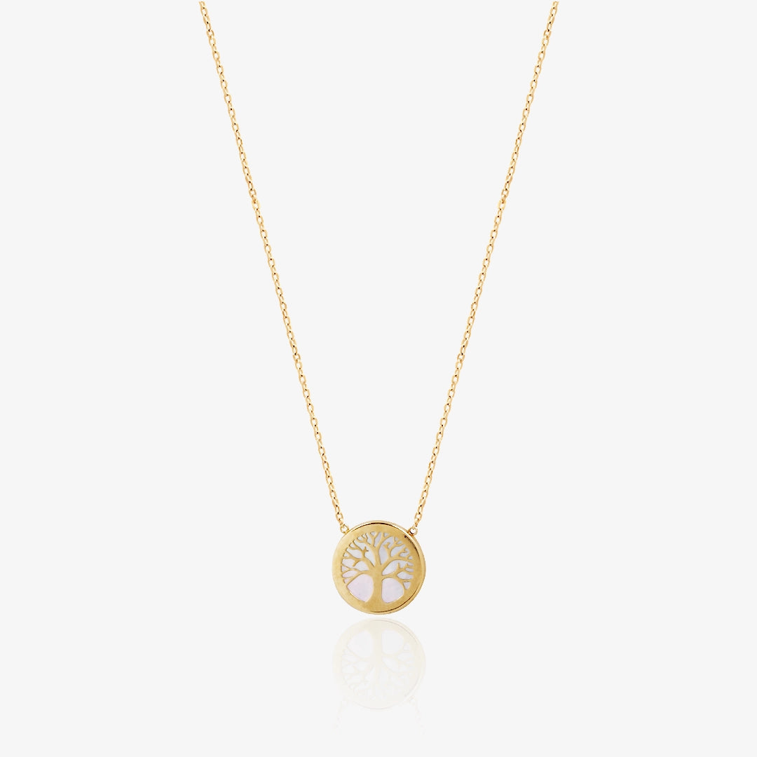 Gold Choker with Mother-of-Pearl Stones and Tree 45 cm