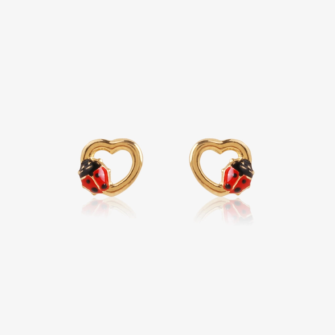 Pendientes Mariquita corazón